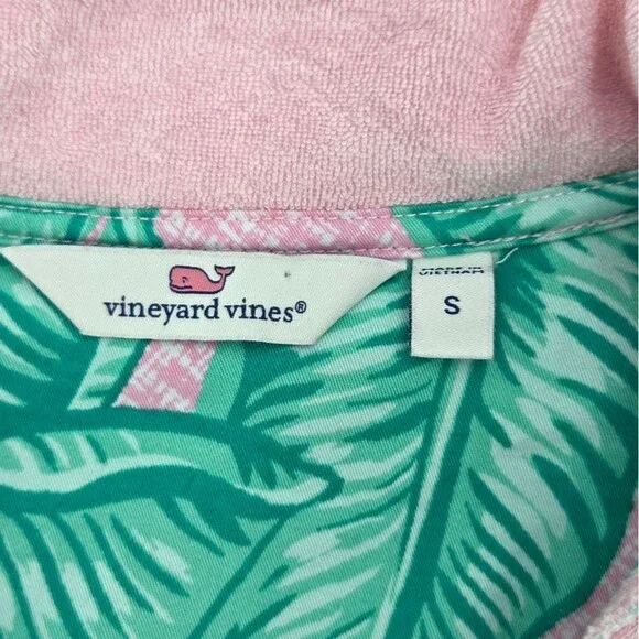 Vineyard Vines Terry Pullover Top Womens Size Small 1/4 Zip Banana Leaf Preppy - Picture 4 of 8